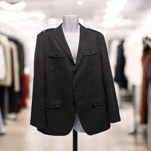 Banana Republic Men's Tailored Fit Wool Blend Military Blazer Jacket 44R Gray